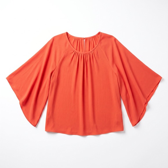 torrid Tops - Vince Camuto XL Womens Red Bell Sleeve Blouse Boho Casual Textured Crepe Top